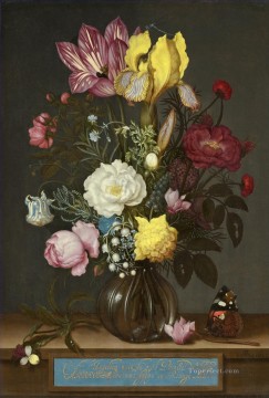 フラワーズ Painting - ボシャールト・アンブロジウス ガラスの花瓶に入った花束